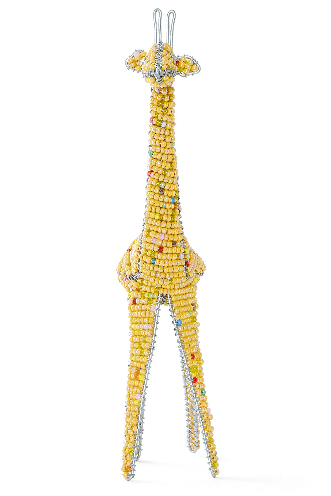 Kenyan Sunshine Yellow Beaded Giraffe Sculpture