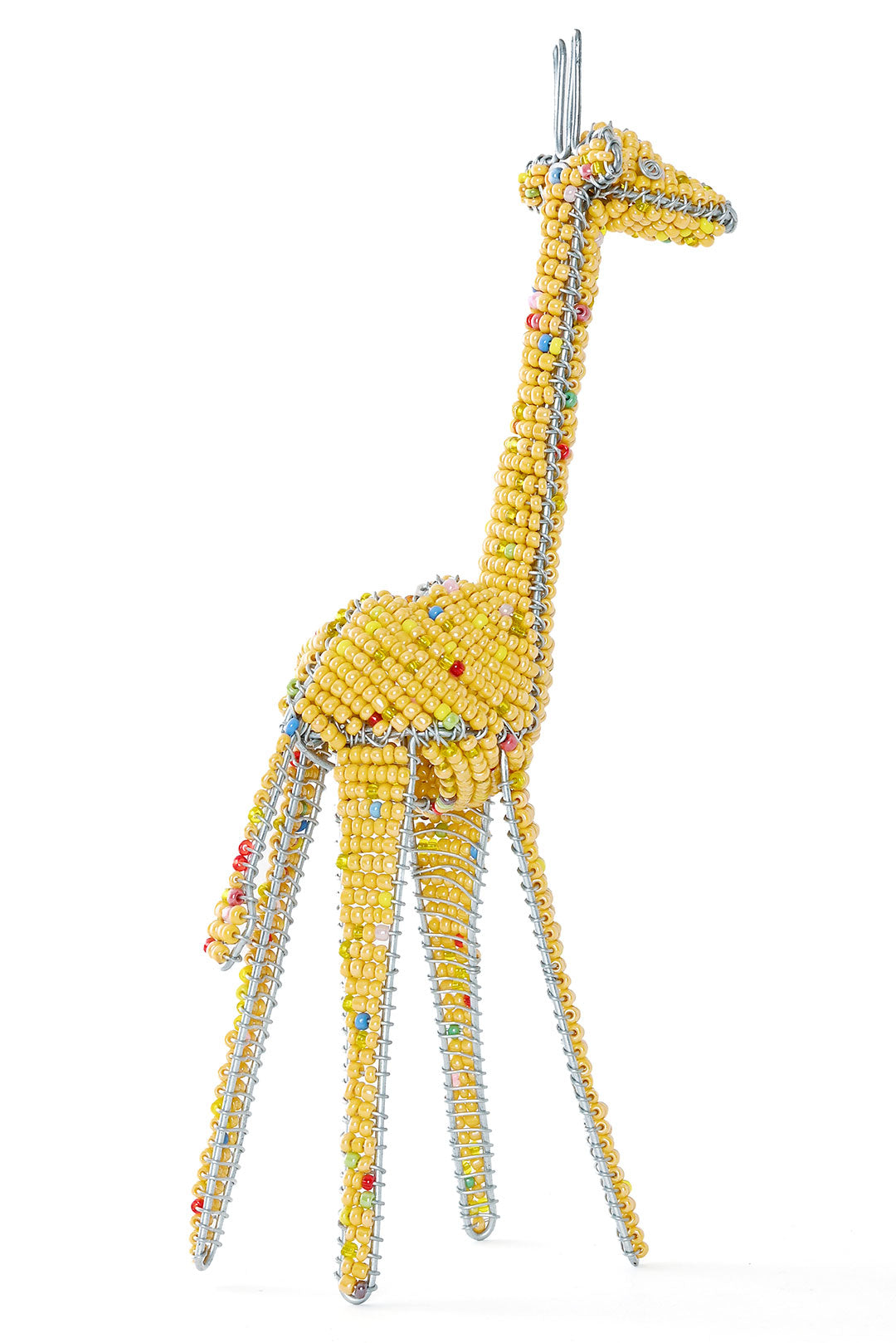 Kenyan Sunshine Yellow Beaded Giraffe Sculpture