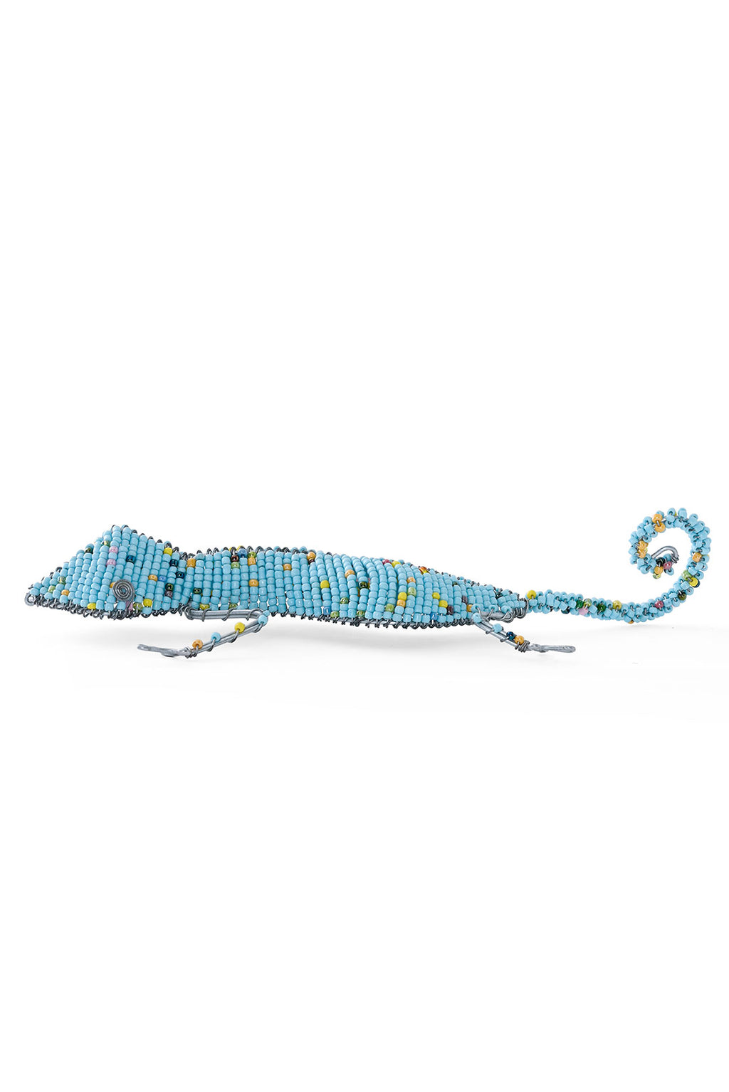 Soft Blue Beaded Lizard Sculpture from Kenya
