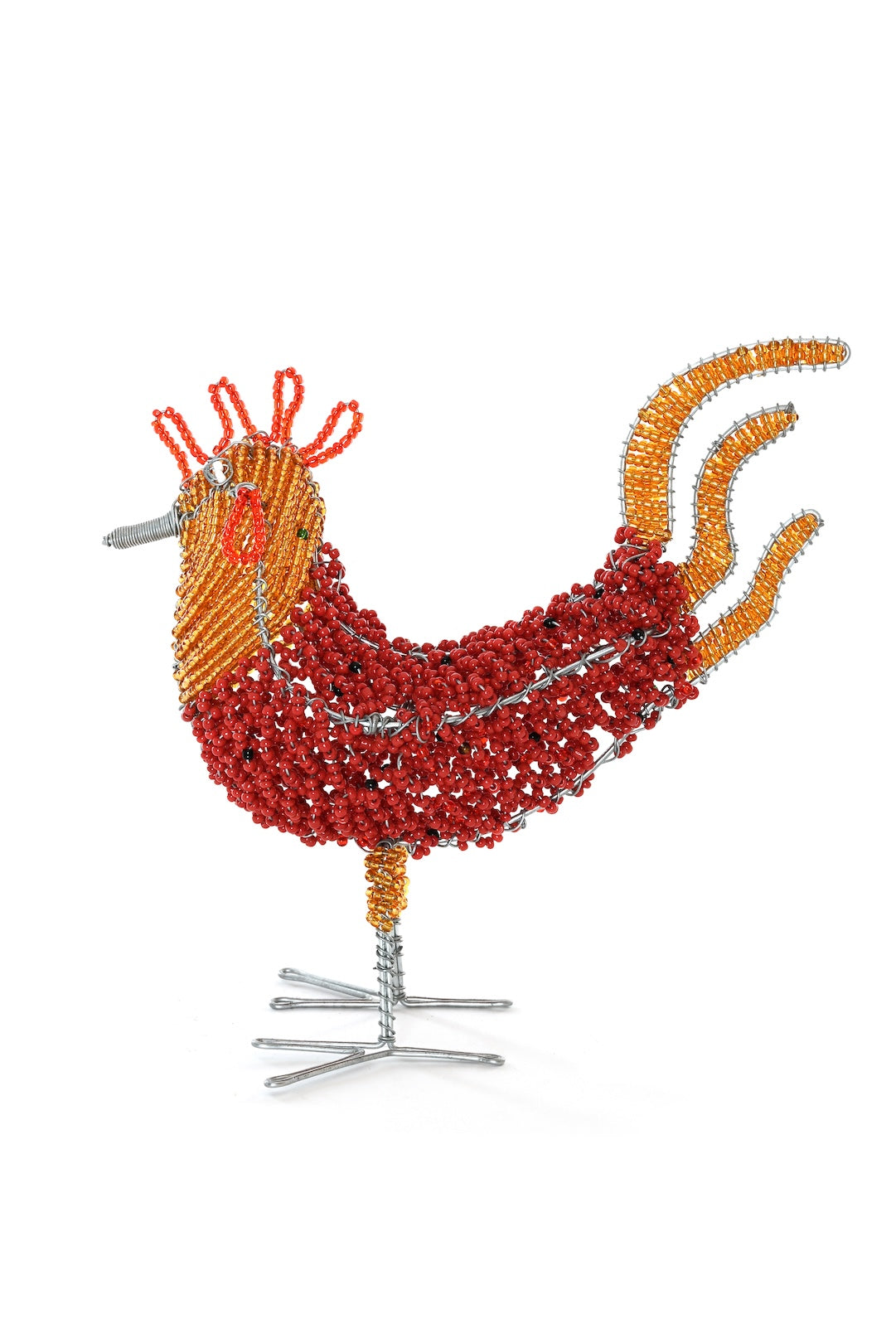 Kenyan Beaded Rooster Sculpture