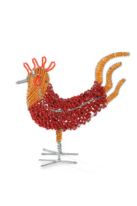 Kenyan Beaded Rooster Sculpture