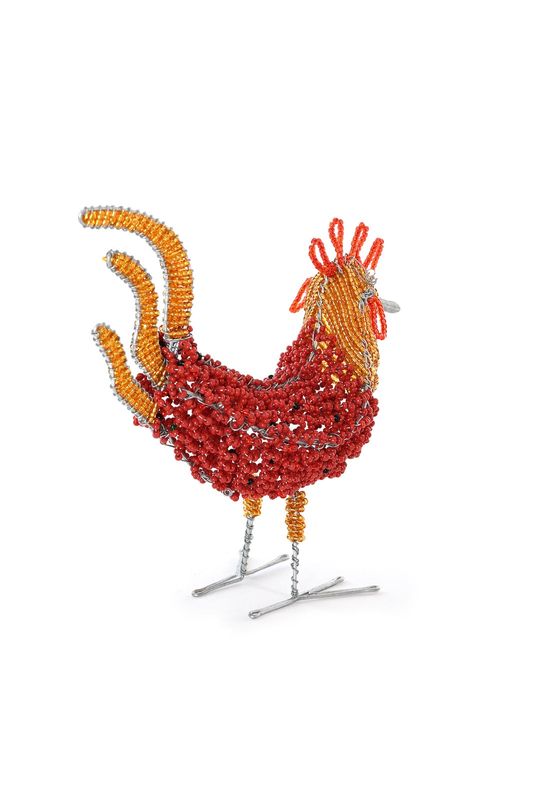 Kenyan Beaded Rooster Sculpture