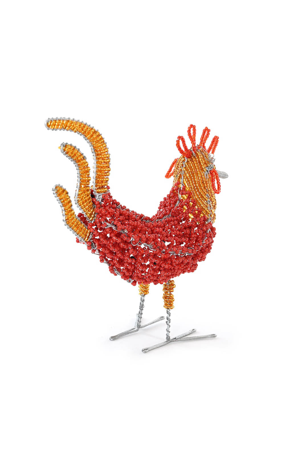 Kenyan Beaded Rooster Sculpture