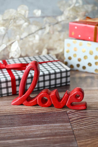Red Soapstone Scripted Love Sculpture - Valentine's Day Gifts
