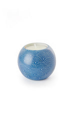 Blue Deco Dot 2" Sphere Soapstone Tea Light Candle Holder