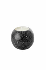 Black Deco Dot 2" Sphere Soapstone Tea Light Candle Holder
