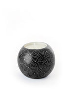 Black Deco Dot 2" Sphere Soapstone Tea Light Candle Holder