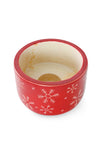 Crimson Soapstone Candle Holder with Etched Snowflakes
