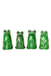 Set of Four Googley Green Soapstone Frogs