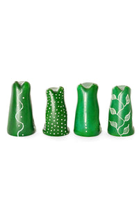 Set of Four Googley Green Soapstone Frogs