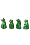 Set of Four Googley Green Soapstone Frogs