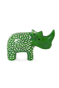 Botanical Green Soapstone Rhino Sculpture
