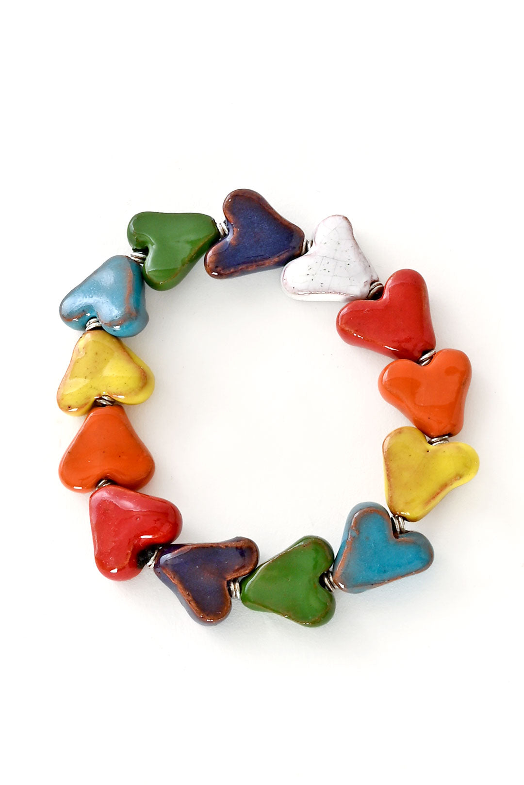 Rainbow Ceramic Heart Bracelet from Kenya  - Valentine's Day Gifts