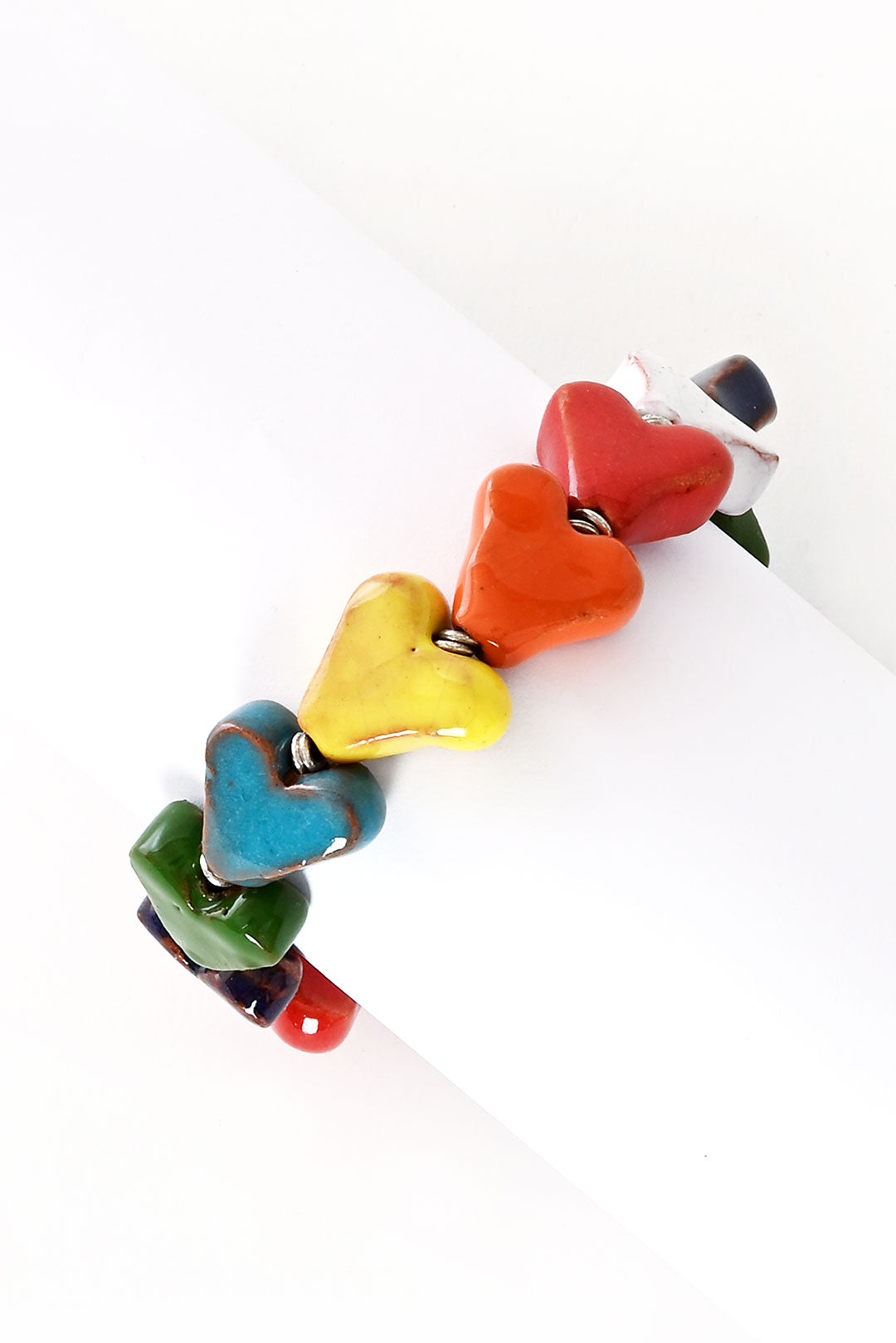 Rainbow Ceramic Heart Bracelet from Kenya  - Valentine's Day Gifts