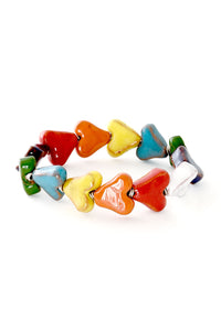 Rainbow Ceramic Heart Bracelet from Kenya  - Valentine's Day Gifts