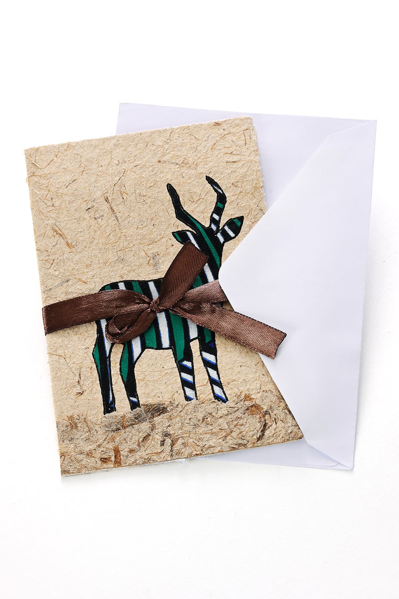 Recycled Paper Card with Kitenge Cloth Kudu – Swahili Wholesale