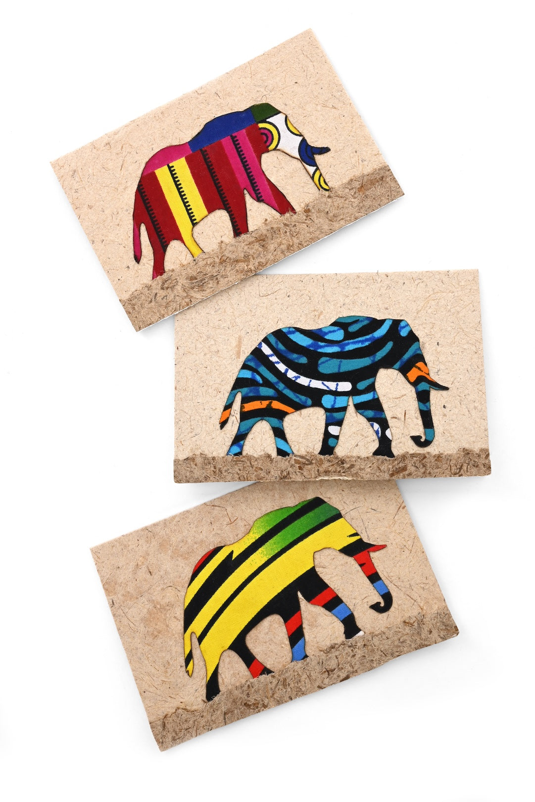 Recycled Paper Card with Kitenge Cloth Elephant