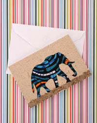 Recycled Paper Card with Kitenge Cloth Elephant