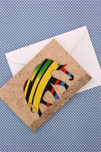 Recycled Paper Card with Kitenge Cloth Elephant