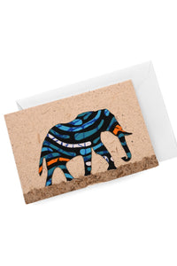 Recycled Paper Card with Kitenge Cloth Elephant
