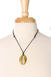 Brass Cowrie Shell Pendant Necklace - Adjustable