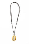Brass Cowrie Shell Pendant Necklace - Adjustable