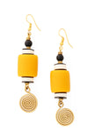 Retro Spin Yellow Trade Bead Earrings