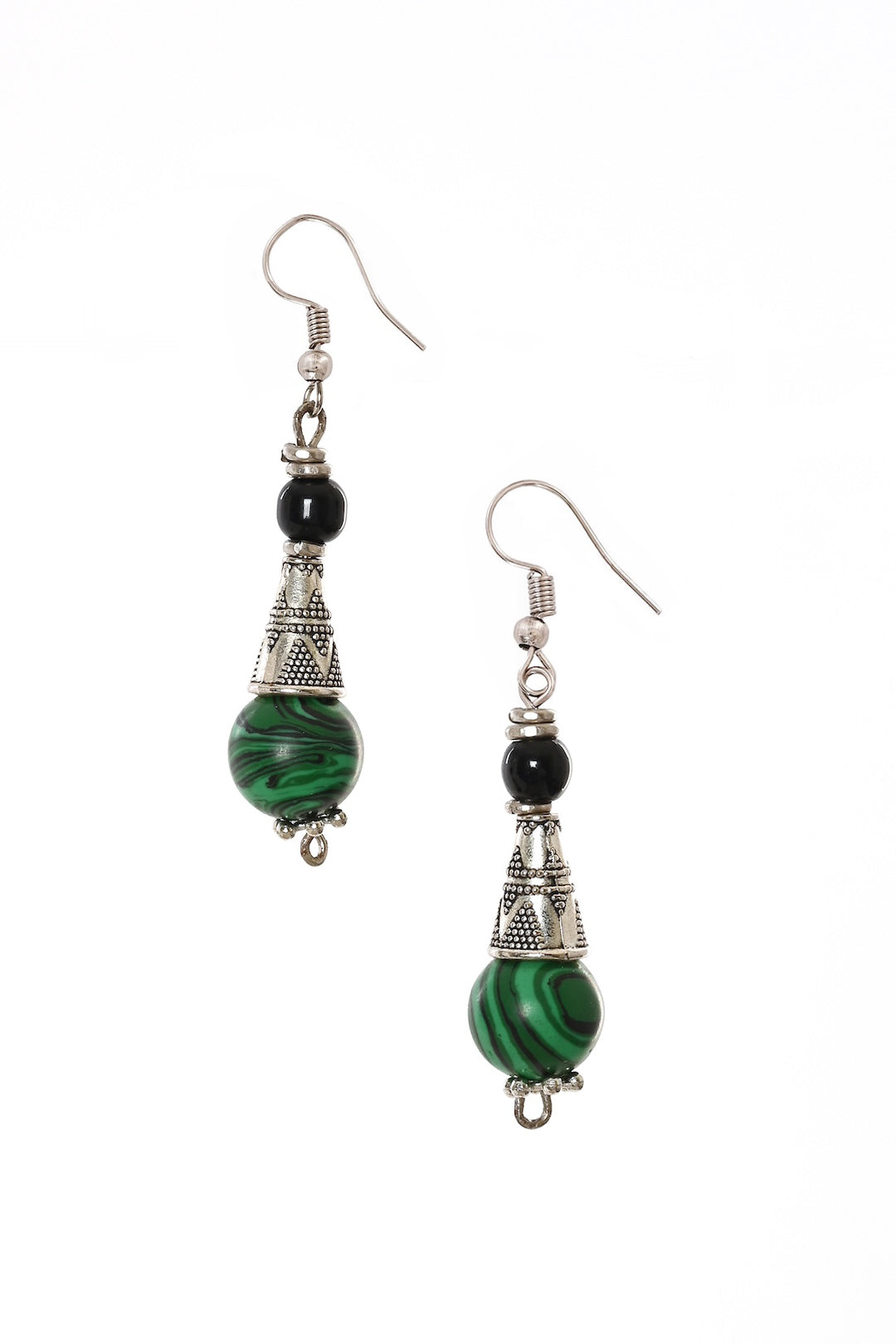 Verdant Swirl Malachite Drop Earrings