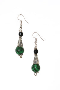 Verdant Swirl Malachite Drop Earrings