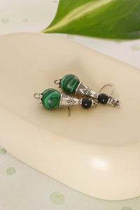 Verdant Swirl Malachite Drop Earrings