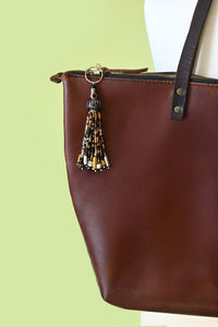 Black and Amber Beaded Tassel Bag Charm