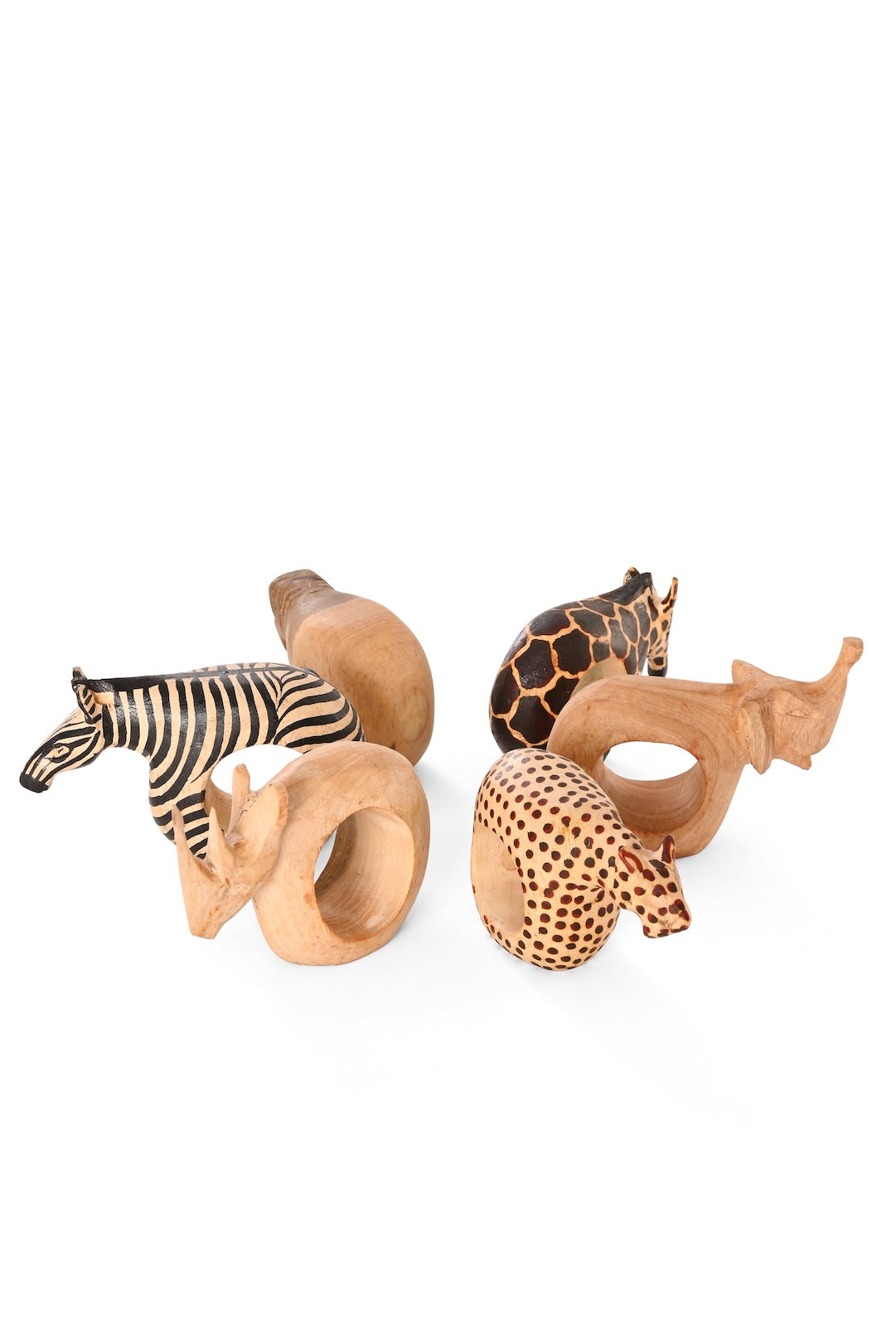 SET OF SIX Plump Safari Animal Napkin Rings