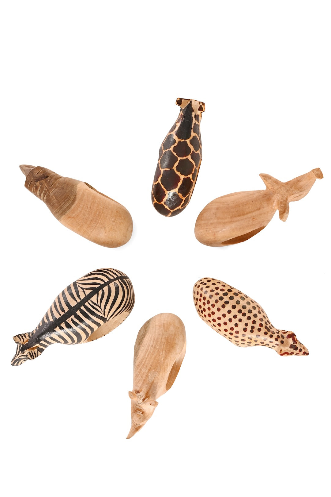 SET OF SIX Plump Safari Animal Napkin Rings