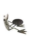 Metal Candle Holding Frog Sculpture