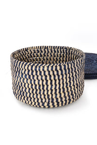 Turkana Blue and Natural Lidded Sewing Basket
