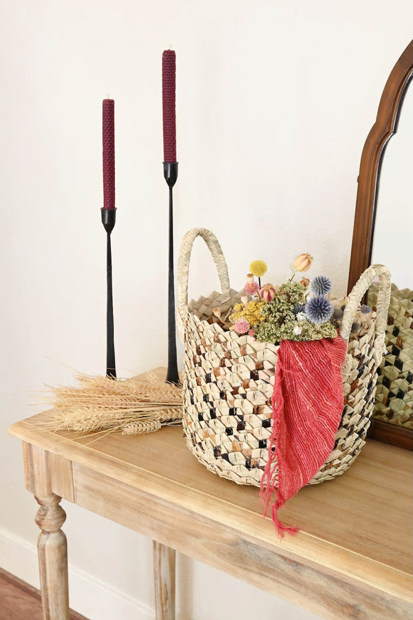 Petite Handwoven Banana & Palm Fiber Tote