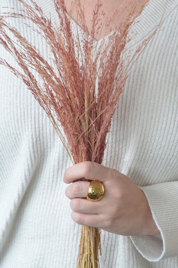 Kenyan Hammered Brass Prosperity Ring - 2 Sizes