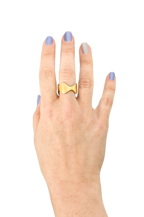 Kenyan Brass Wave Form Ring - US ring size 8