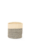 Small Charcoal Gray and Cream Twill Sisal Bin Basket