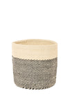 Medium Black and Cream Twill Sisal Bin Basket