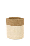 Medium Cream and Khaki Sisal Bin Basket