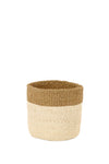 Small Cream and Khaki Sisal Bin Basket