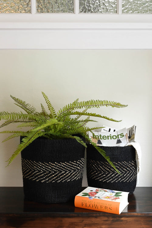 Set of Two Large Arrow Banana Fiber and Sisal Bins