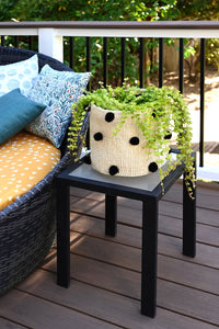 Natural Sisal Bin with Black Polka Dots
