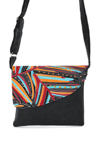 Black Jute & African Print Crossbody Bag