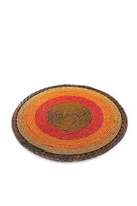 Red and Gold Beaded Leather Trivet