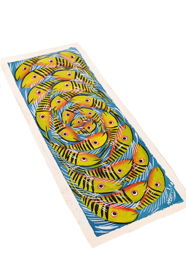 School of Cichlids TingaTinga Oil Painting from Nairobi