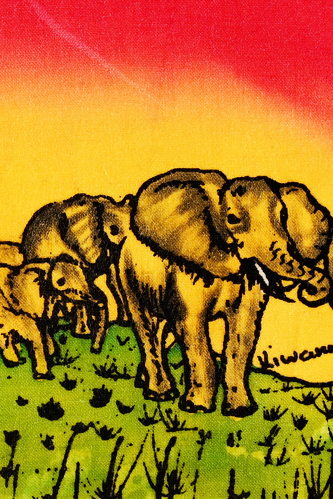 Sunset Parade African Elephant Wall Art Batik
