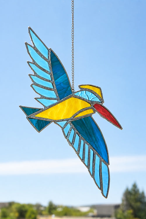 Stained Glass In-Flight King Fisher Light Catcher