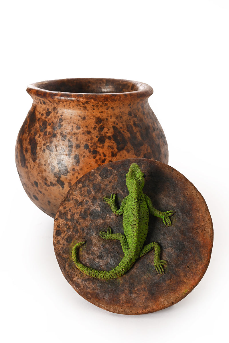 Ceramic Jar with Assorted Lizard Lid - Large